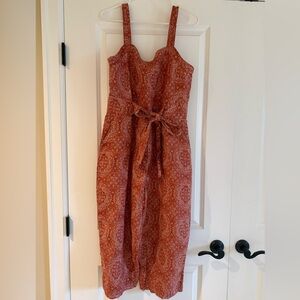 Fat Face Terracotta Floral Cropped Jumpsuit